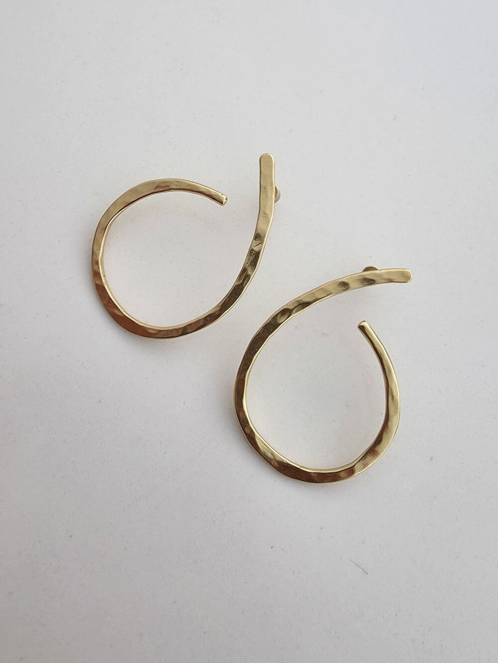 Gold Hammered Open Hoop Earrings